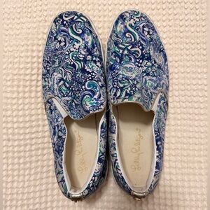 Lilly Pulitzer Vibrant Blue and Green Paisley Sneakers